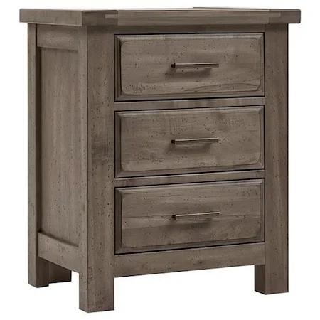 Solid Wood 3-Drawer Nightstand